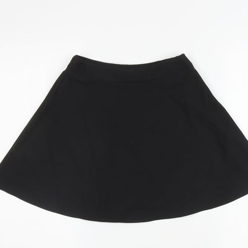 Marks and Spencer Girls Black Polyester Skater Skirt Size 6-7 Years Regular Zip