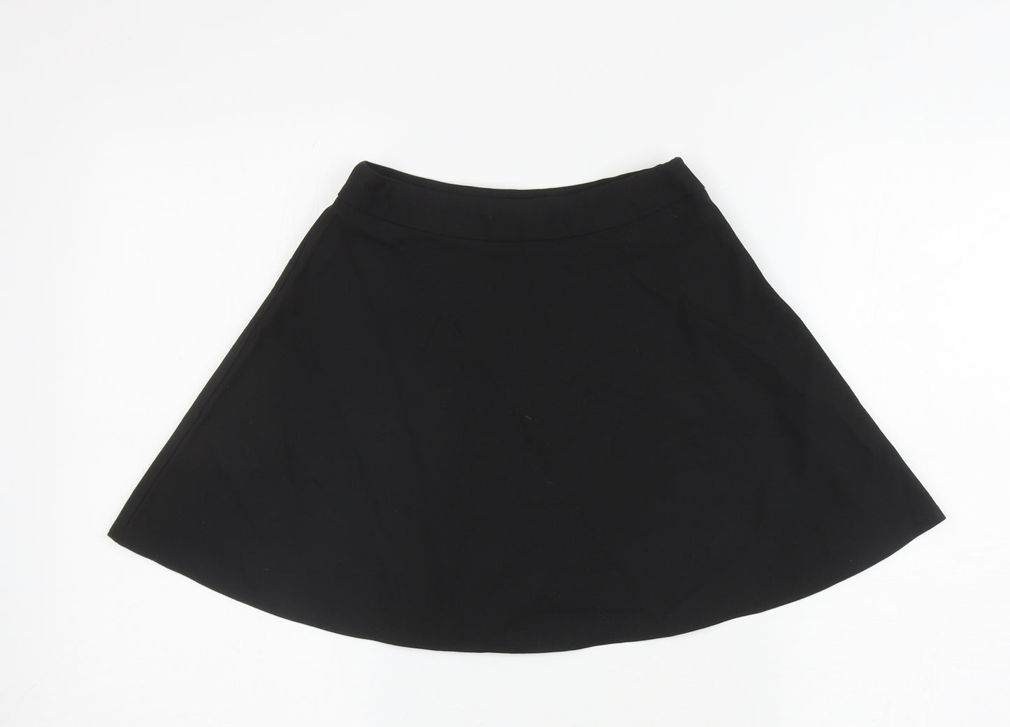 Marks and Spencer Girls Black Polyester Skater Skirt Size 6-7 Years Regular Zip