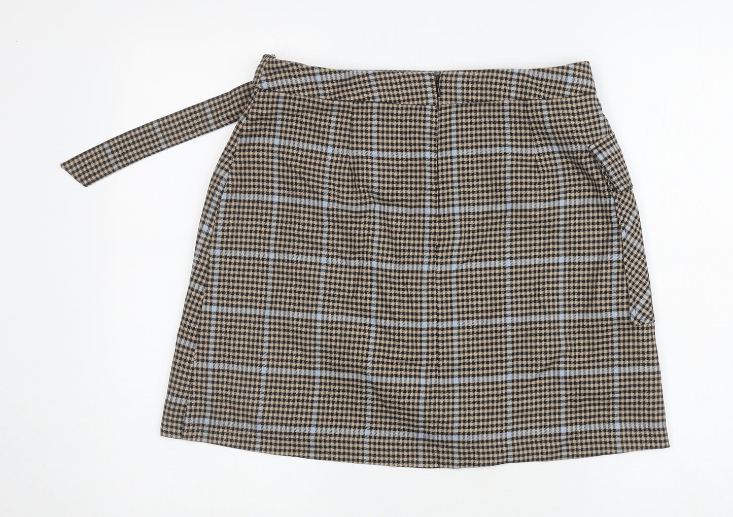 TU Womens Brown Polyester Mini Skirt Size 14 Zip - Houndstooth