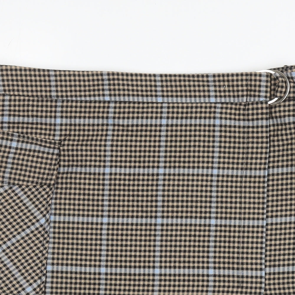 TU Womens Brown Polyester Mini Skirt Size 14 Zip - Houndstooth