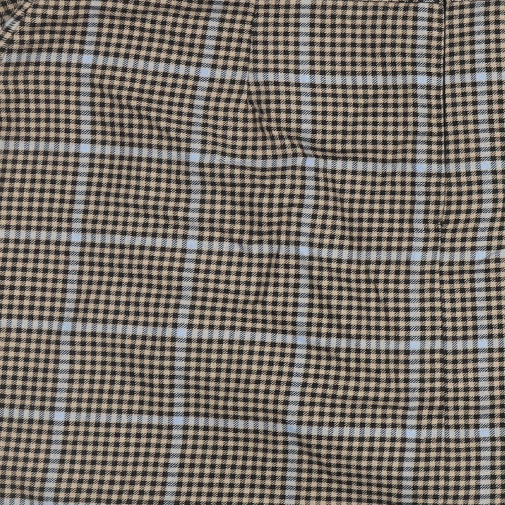 TU Womens Brown Polyester Mini Skirt Size 14 Zip - Houndstooth