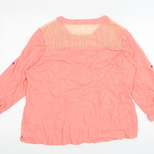 Anna Rose Womens Pink Viscose Basic Blouse Size 4 Round Neck
