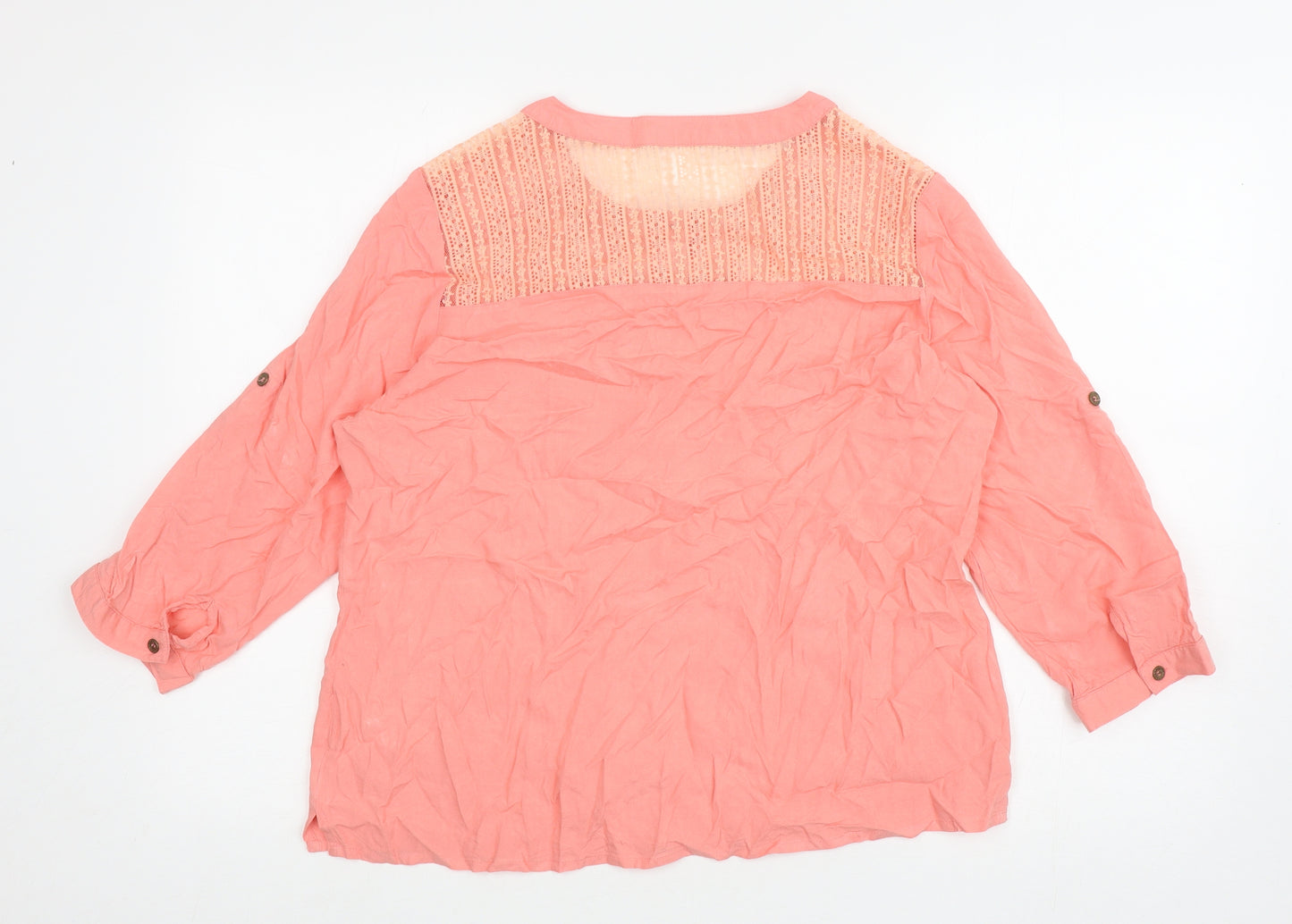 Anna Rose Womens Pink Viscose Basic Blouse Size 4 Round Neck