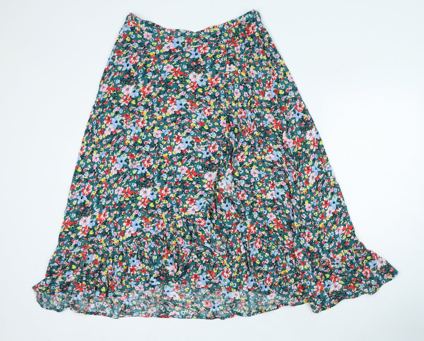 Marks and Spencer Womens Multicoloured Floral Viscose A-Line Skirt Size 12 Zip