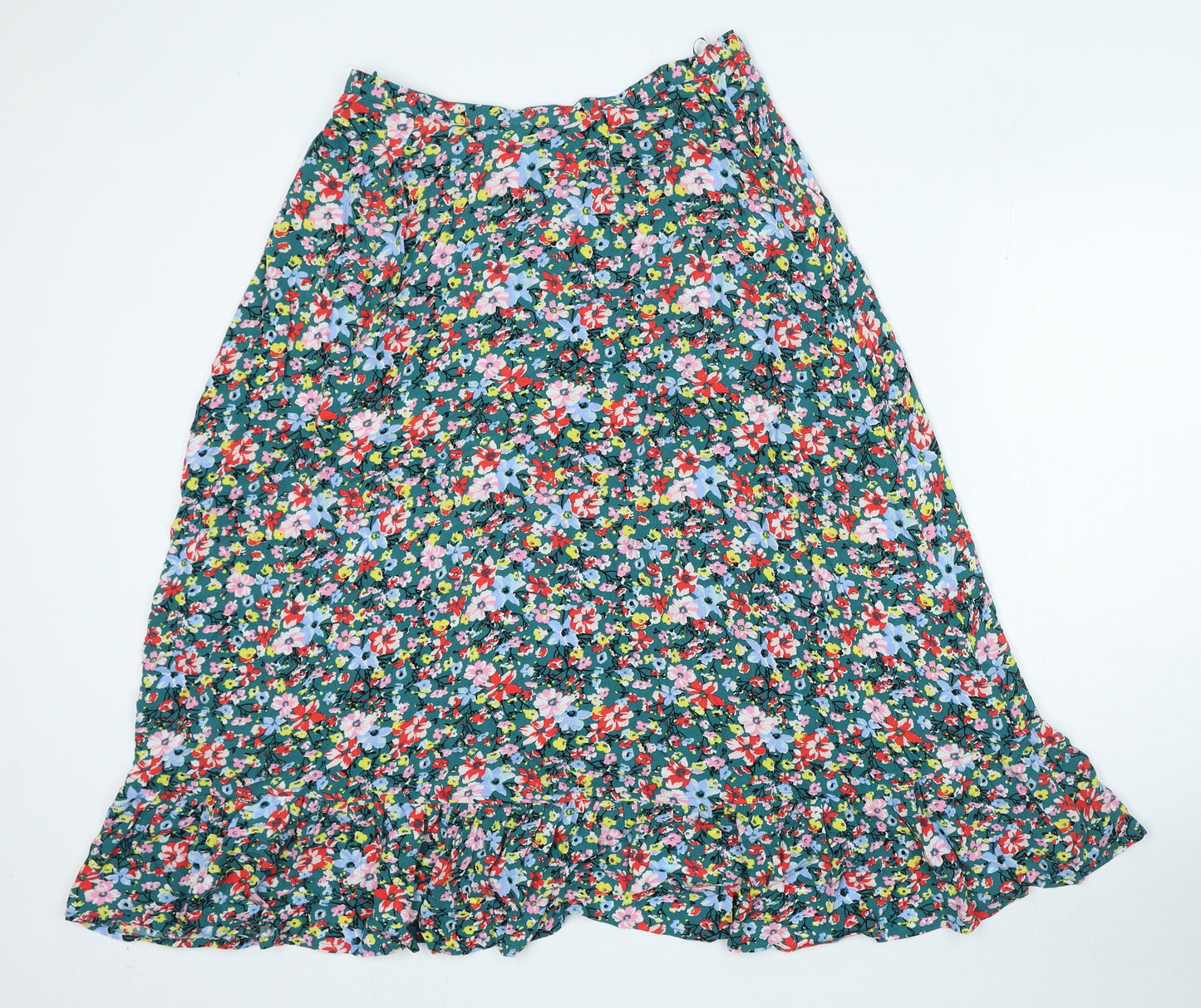 Marks and Spencer Womens Multicoloured Floral Viscose A-Line Skirt Size 12 Zip