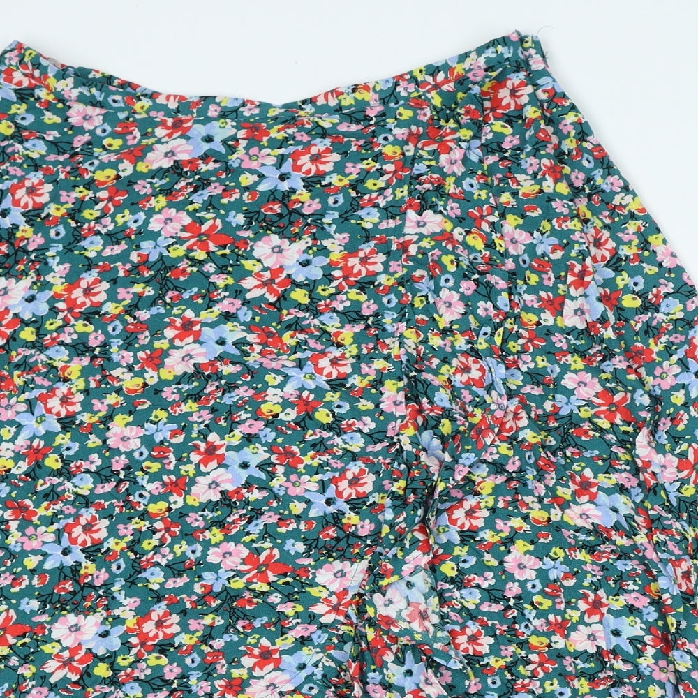 Marks and Spencer Womens Multicoloured Floral Viscose A-Line Skirt Size 12 Zip