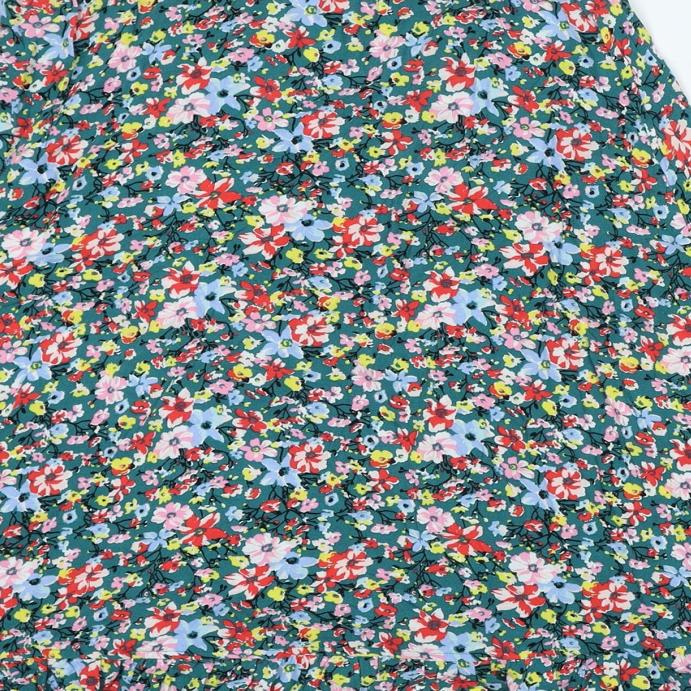 Marks and Spencer Womens Multicoloured Floral Viscose A-Line Skirt Size 12 Zip