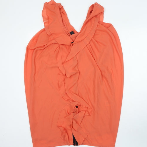H&M Womens Orange Polyester Mini Size 10 V-Neck Hook & Eye