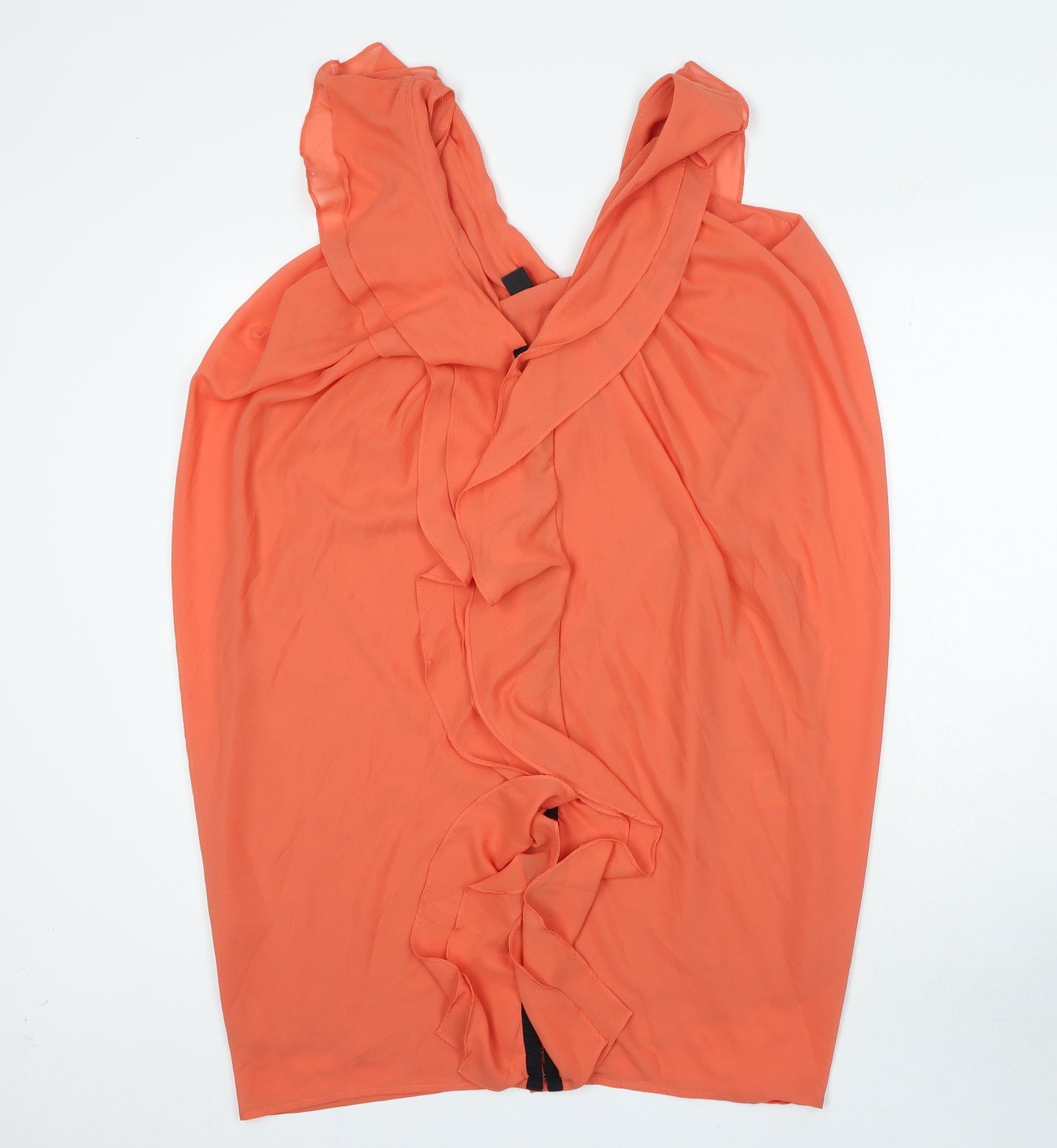 H&M Womens Orange Polyester Mini Size 10 V-Neck Hook & Eye