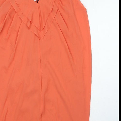 H&M Womens Orange Polyester Mini Size 10 V-Neck Hook & Eye