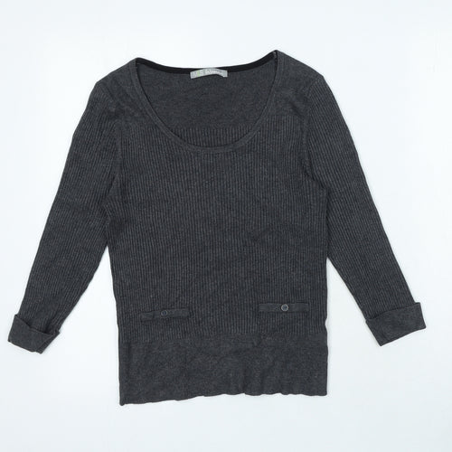 Marks and Spencer Womens Grey Round Neck Viscose Pullover Jumper Size 14