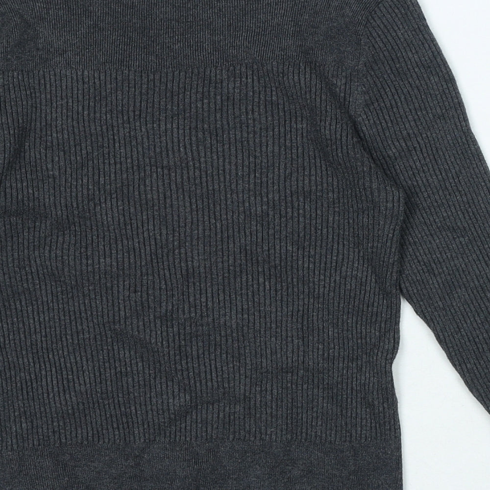 Marks and Spencer Womens Grey Round Neck Viscose Pullover Jumper Size 14