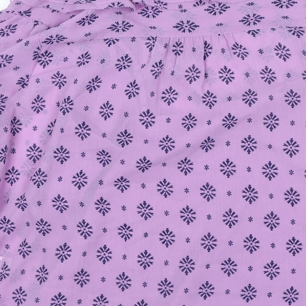 Per Una Womens Purple Geometric Polyester Basic Blouse Size 12 Collared