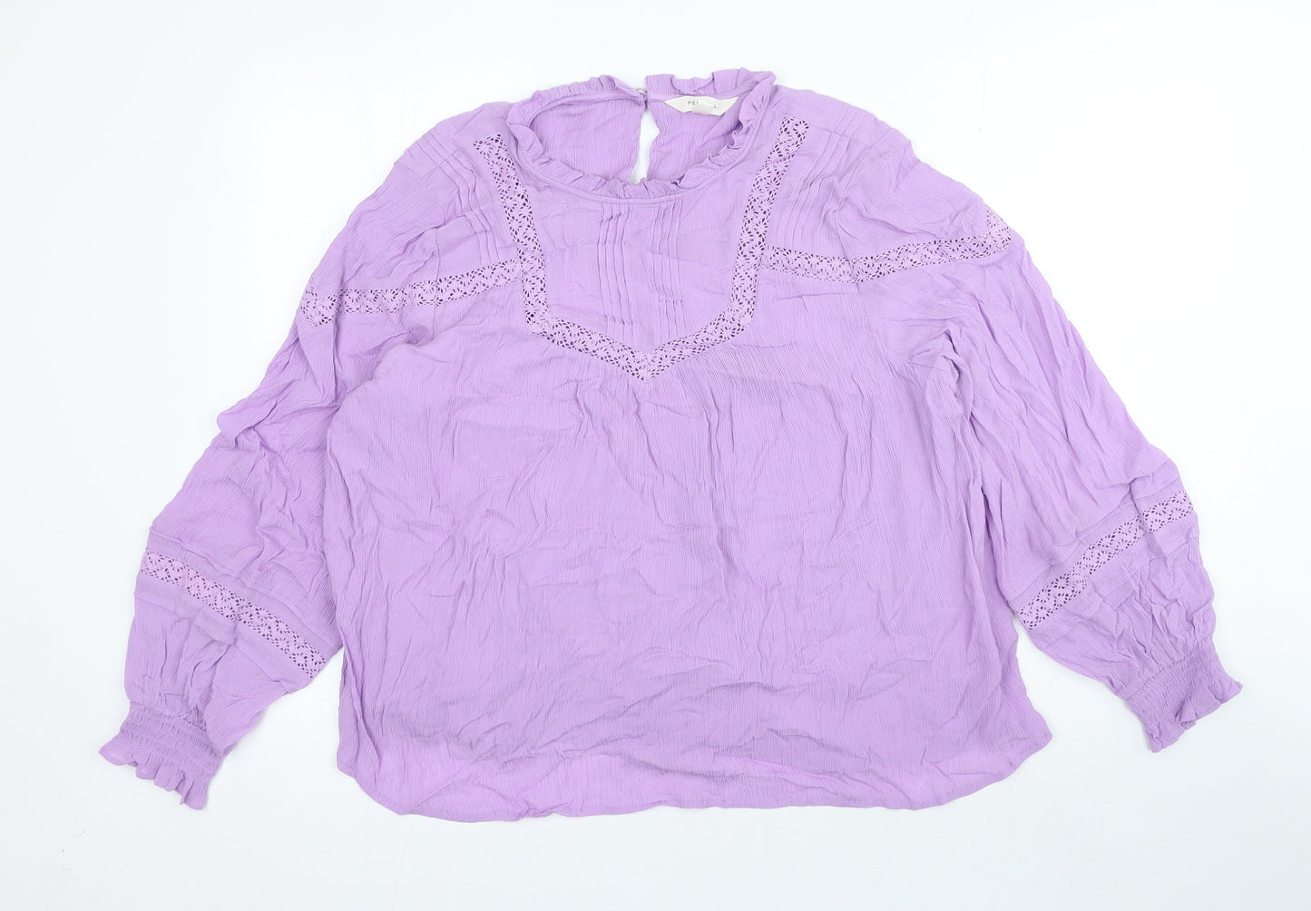Per Una Womens Purple Cotton Basic Blouse Size 18 Round Neck