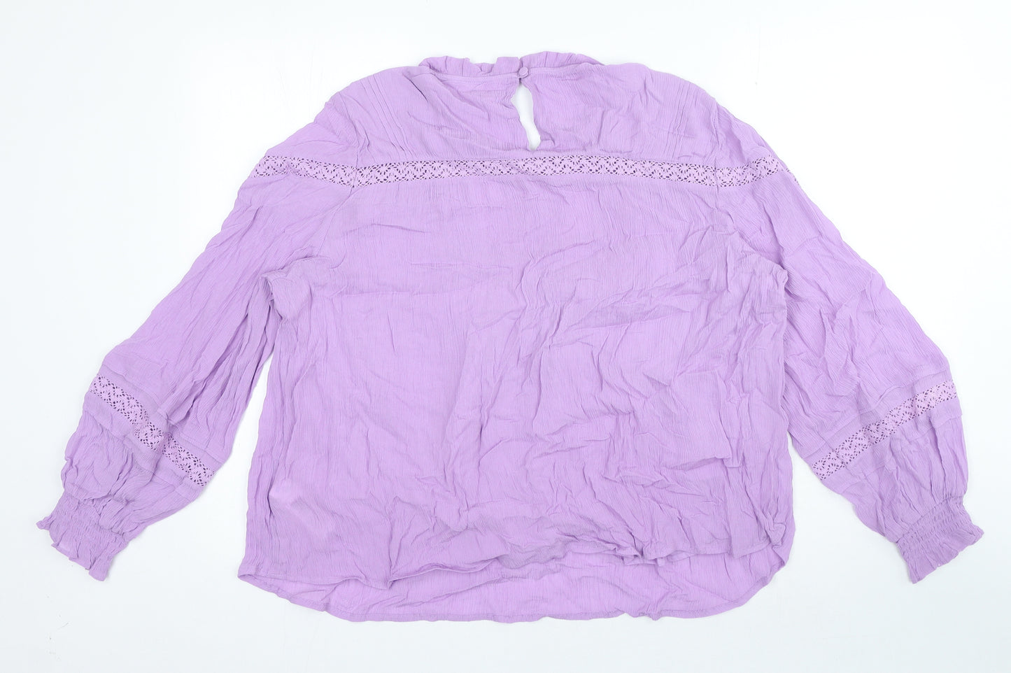 Per Una Womens Purple Cotton Basic Blouse Size 18 Round Neck