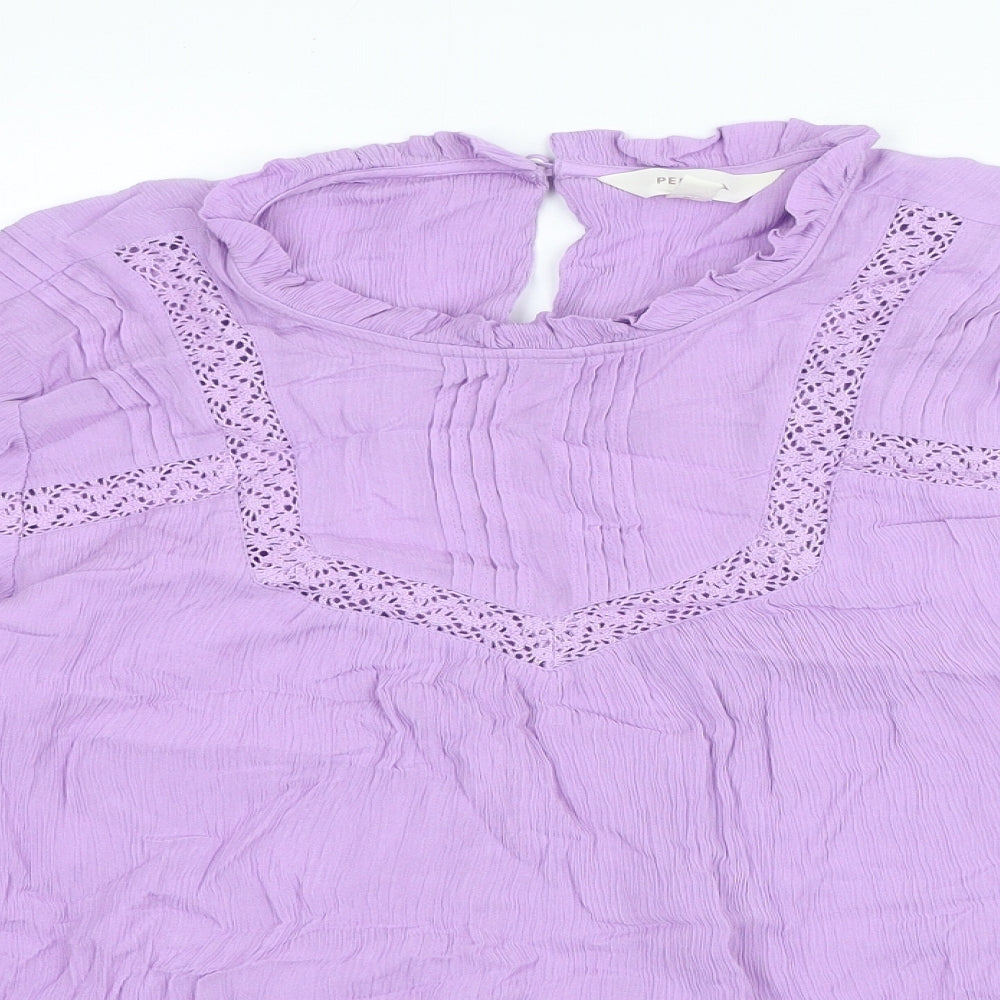 Per Una Womens Purple Cotton Basic Blouse Size 18 Round Neck
