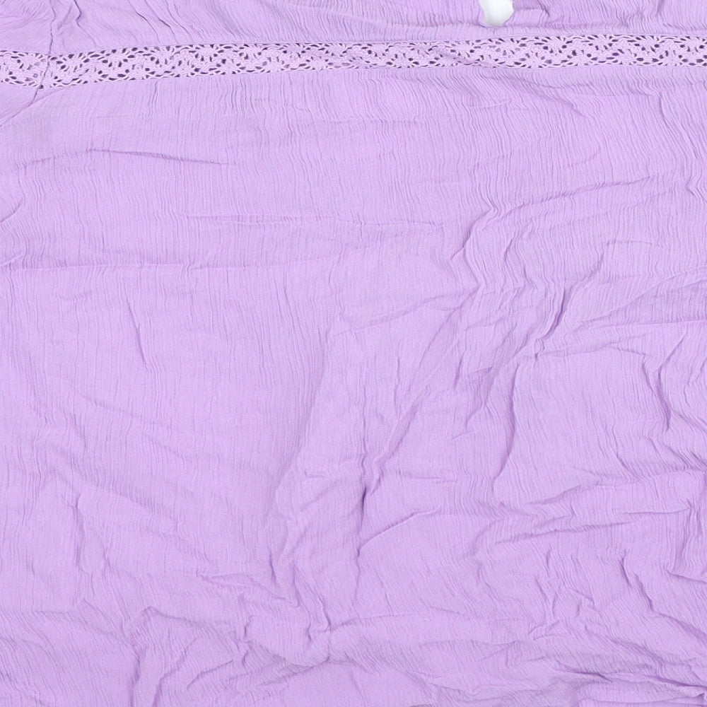 Per Una Womens Purple Cotton Basic Blouse Size 18 Round Neck