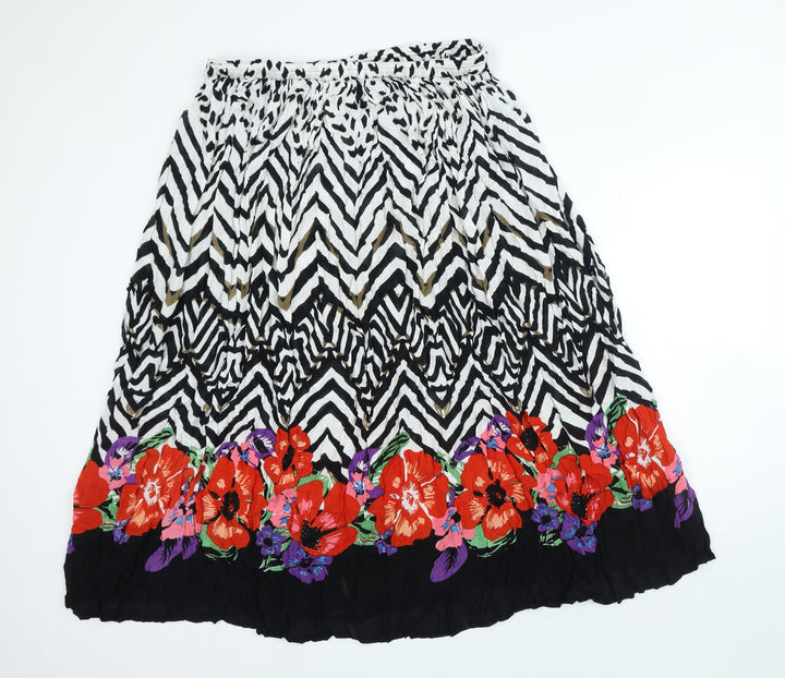 Mitzy Womens Multicoloured Geometric Polyester A-Line Skirt Size L