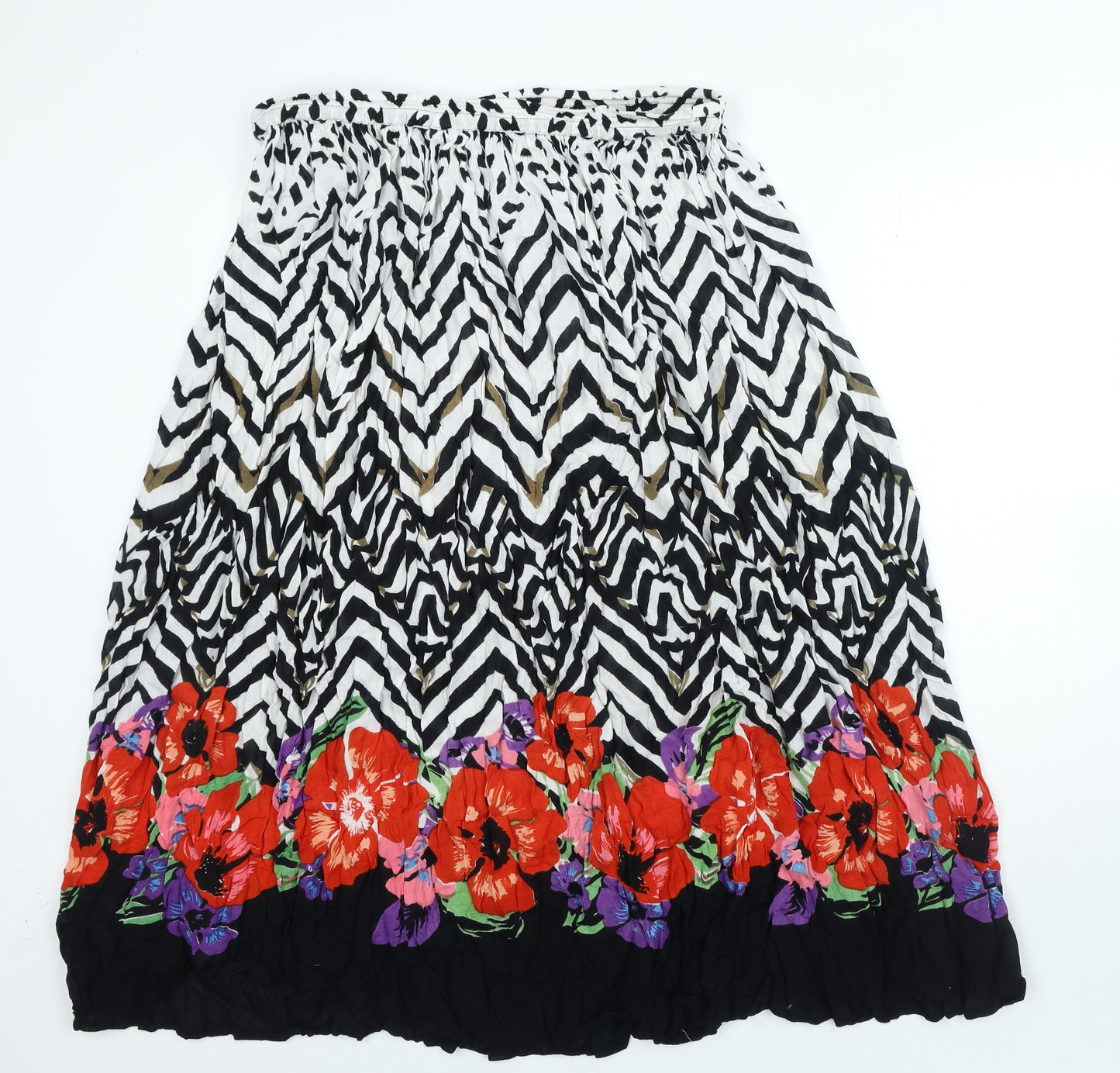 Mitzy Womens Multicoloured Geometric Polyester A-Line Skirt Size L