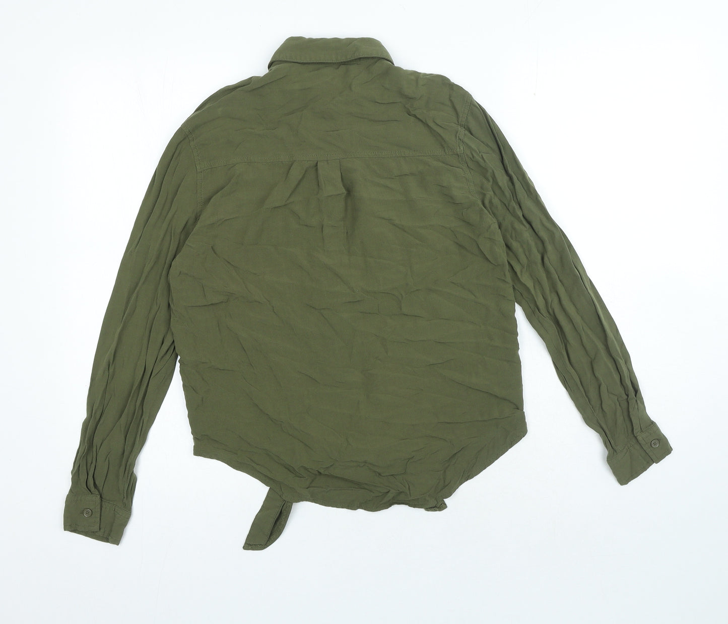 New Look Womens Green Viscose Basic Button-Up Size 6 Collared