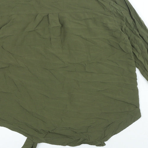 New Look Womens Green Viscose Basic Button-Up Size 6 Collared