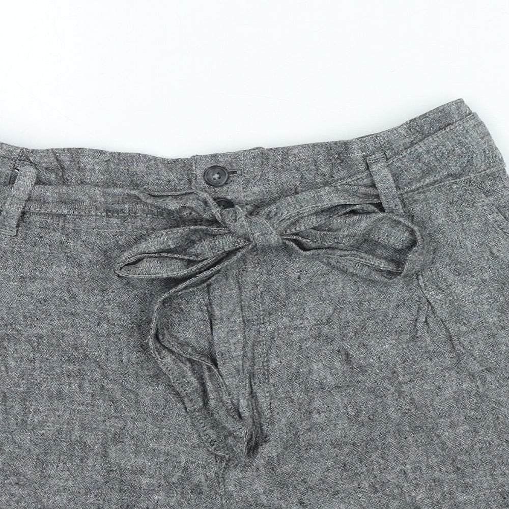F&F Womens Grey Linen Paperbag Shorts Size 14 Regular Zip
