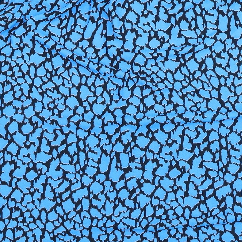 Marks and Spencer Womens Blue Animal Print Polyester Basic Blouse Size 16 V-Neck
