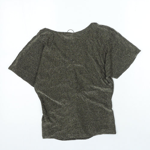 Marks and Spencer Womens Gold Polyimide Basic Blouse Size XS V-Neck