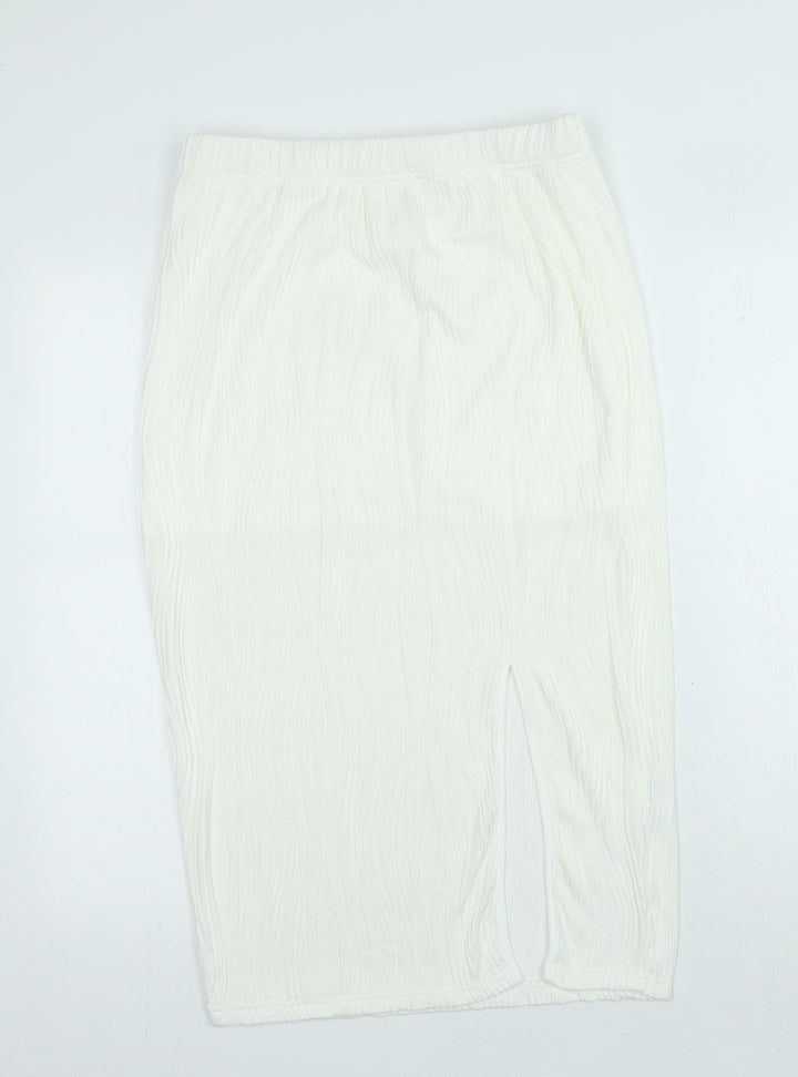Loness Womens Ivory Polyester Straight & Pencil Skirt Size L