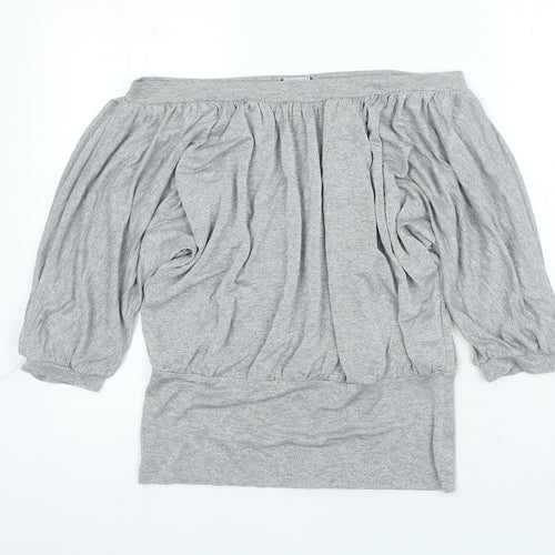 Dorothy Perkins Womens Silver Viscose Basic Blouse Size 12 Off the Shoulder