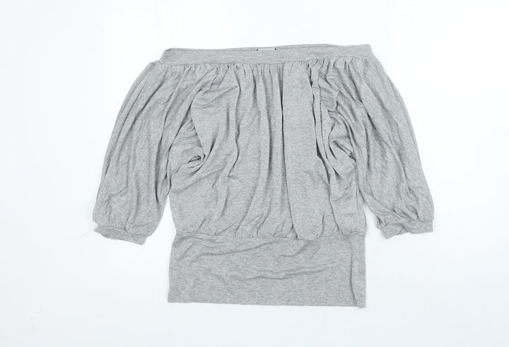 Dorothy Perkins Womens Silver Viscose Basic Blouse Size 12 Off the Shoulder