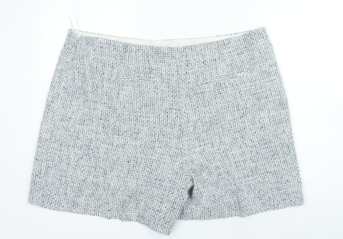 Marks and Spencer Womens Blue Polyester Cut-Off Shorts Size 22 Regular Zip