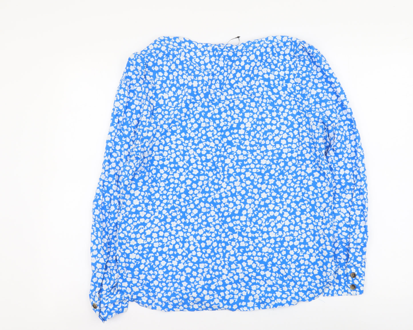Marks and Spencer Womens Blue Geometric Viscose Basic Blouse Size 8 V-Neck