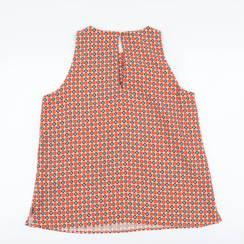 Per Una Womens Orange Geometric Polyester Basic Tank Size 12 Round Neck