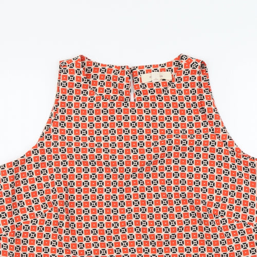 Per Una Womens Orange Geometric Polyester Basic Tank Size 12 Round Neck
