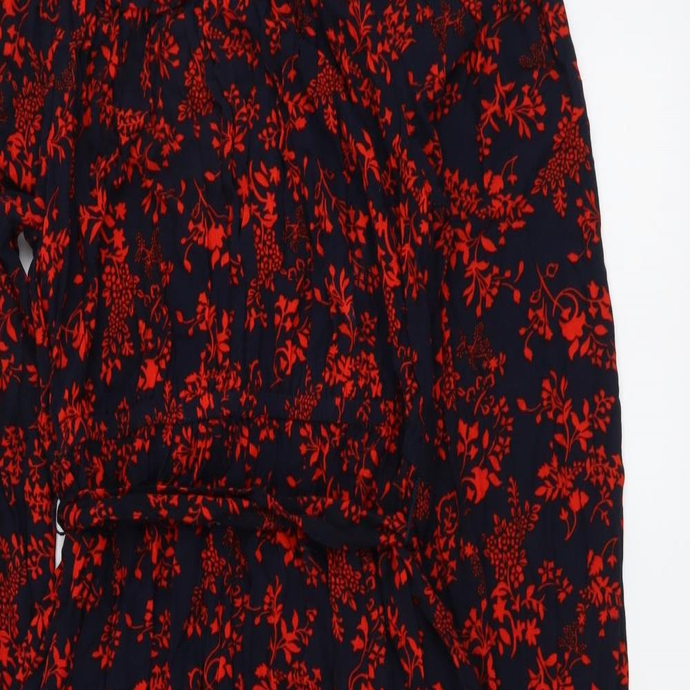 Marks and Spencer Womens Red Floral Viscose Maxi Size 12 Round Neck Pullover