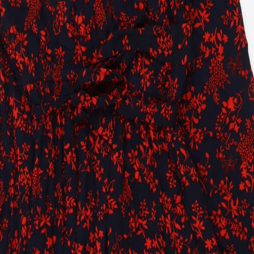 Marks and Spencer Womens Red Floral Viscose Maxi Size 12 Round Neck Pullover