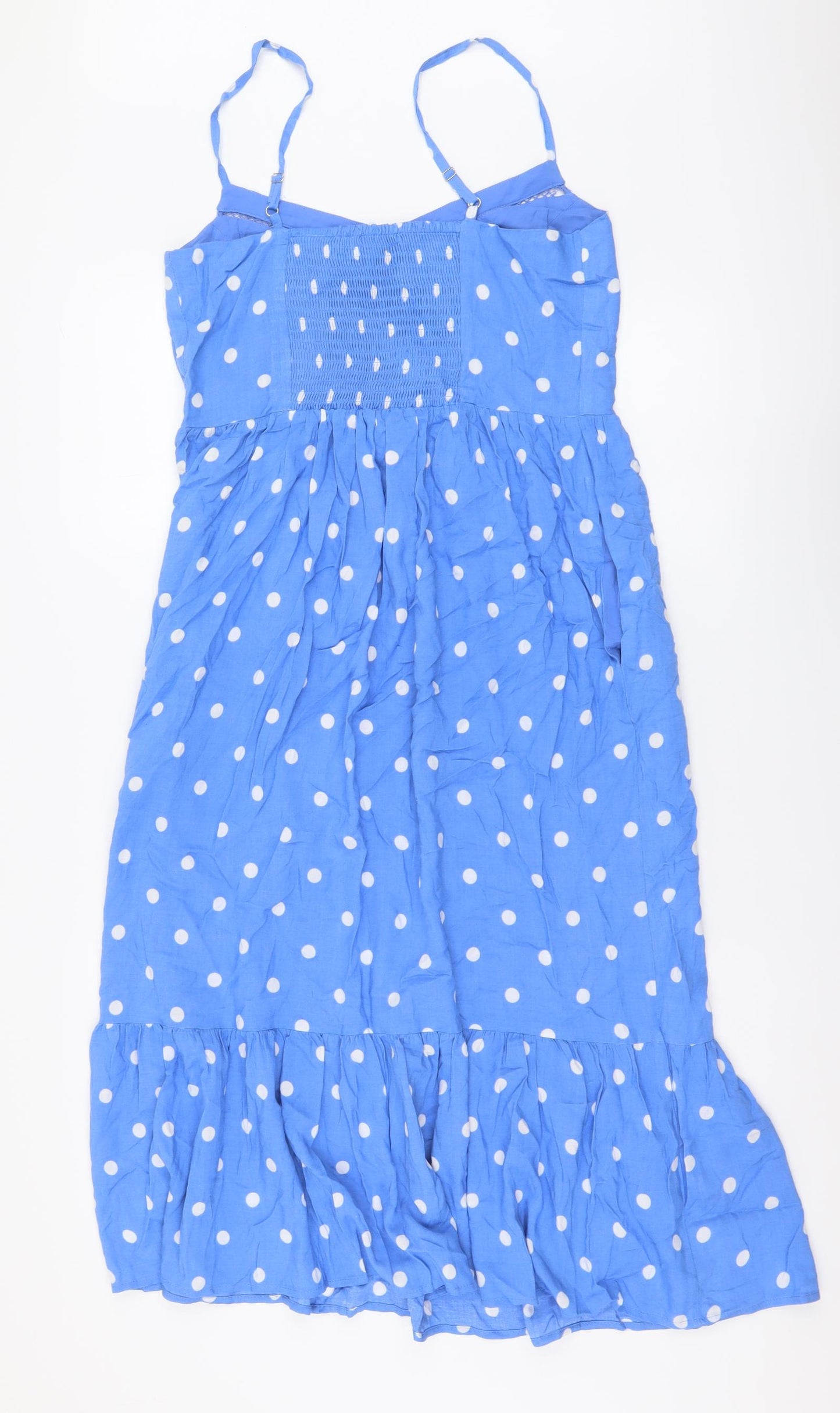 Marks and Spencer Womens Blue Polka Dot Viscose A-Line Size 12 V-Neck Pullover