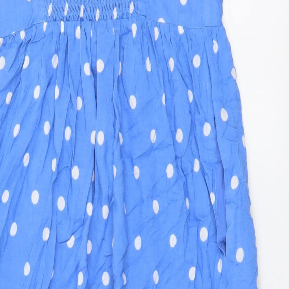 Marks and Spencer Womens Blue Polka Dot Viscose A-Line Size 12 V-Neck Pullover