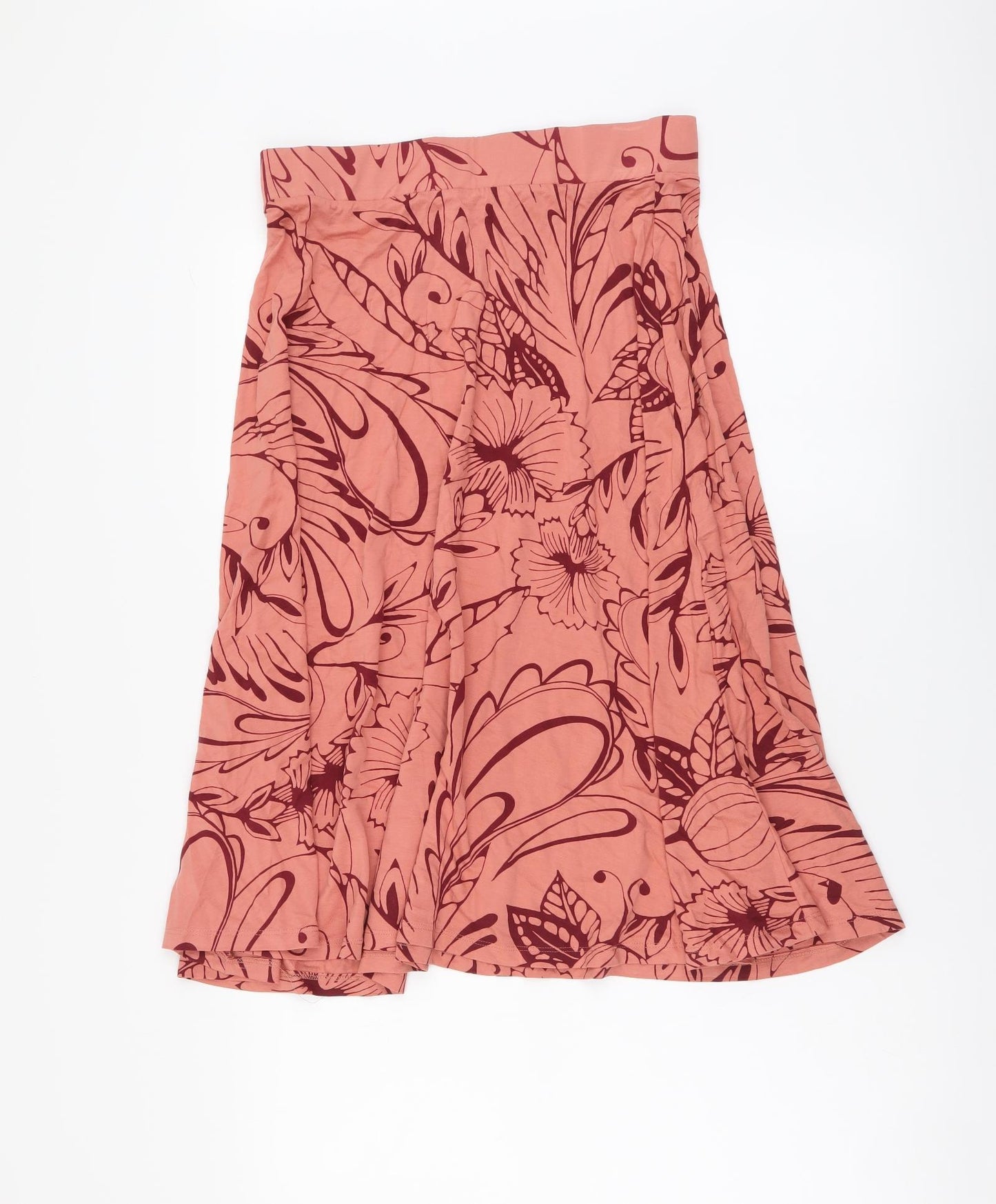 Marks and Spencer Womens Pink Geometric Viscose A-Line Skirt Size 10 Drawstring