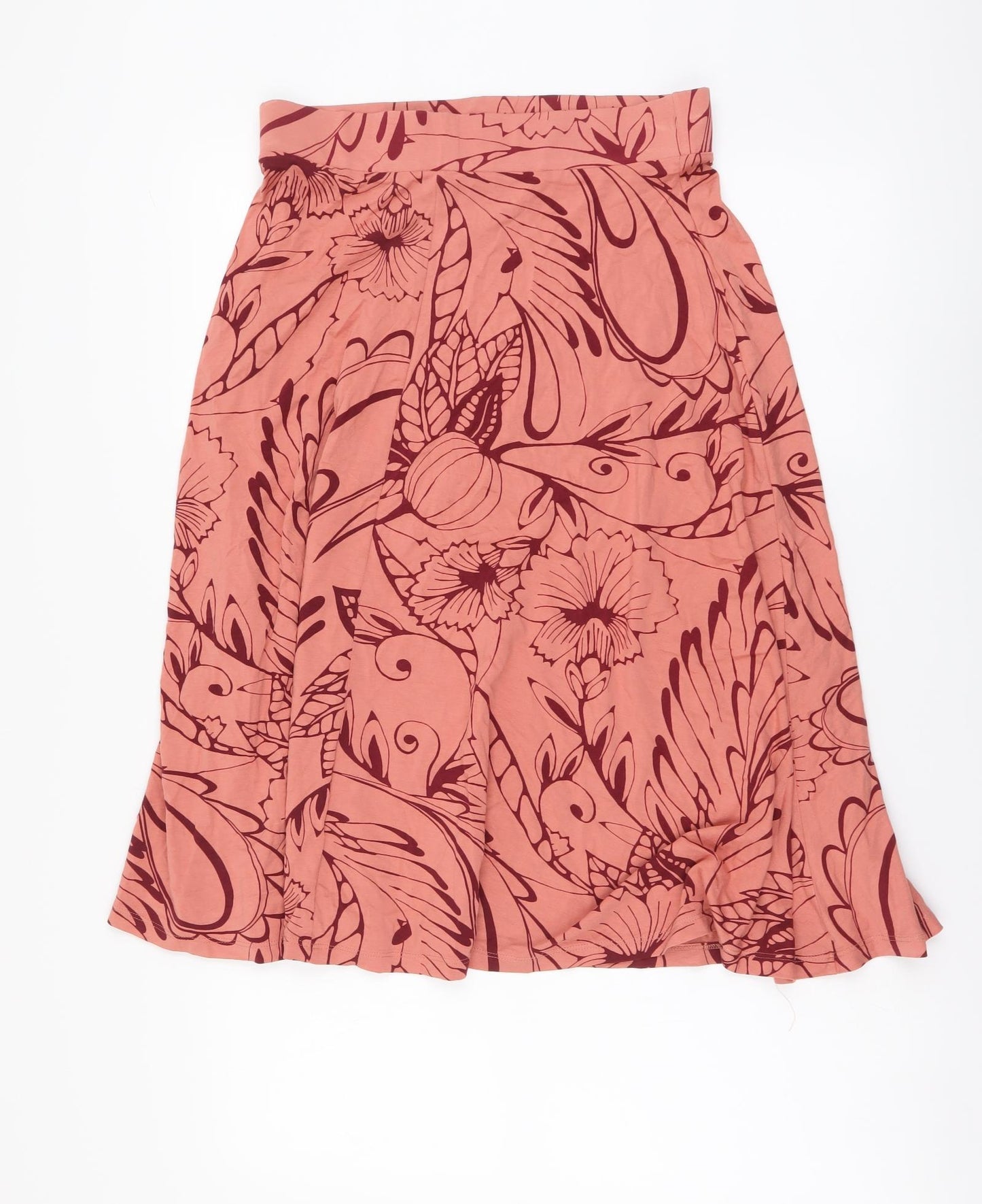 Marks and Spencer Womens Pink Geometric Viscose A-Line Skirt Size 10 Drawstring