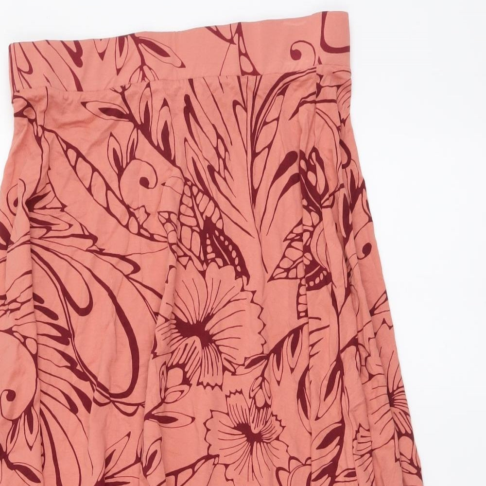 Marks and Spencer Womens Pink Geometric Viscose A-Line Skirt Size 10 Drawstring