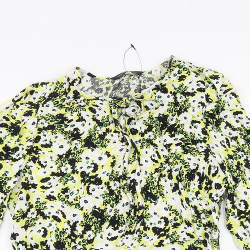 Marks and Spencer Womens Multicoloured Geometric Viscose Basic Blouse Size 12 Round Neck