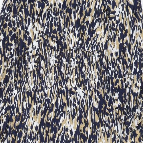 Marks and Spencer Womens Blue Animal Print Viscose Maxi Size 6 V-Neck Pullover