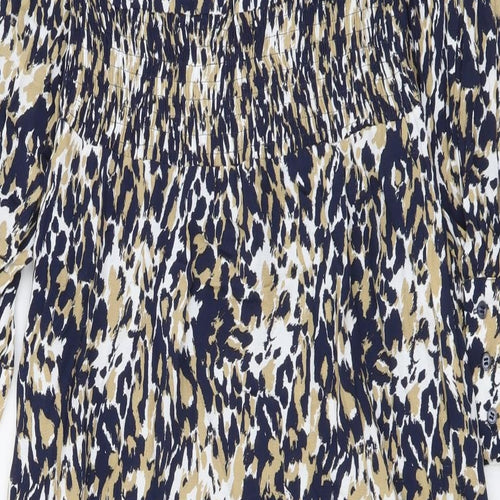 Marks and Spencer Womens Blue Animal Print Viscose Maxi Size 6 V-Neck Pullover