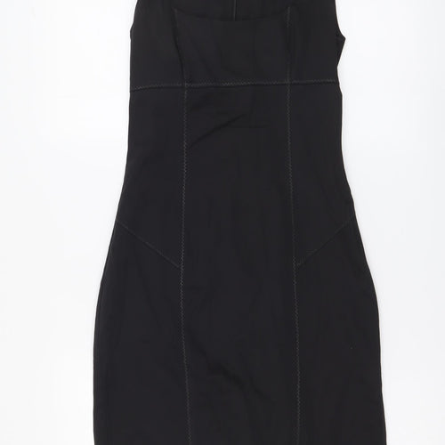 Warehouse Womens Black Polyester Tank Dress Size 8 Scoop Neck Zip
