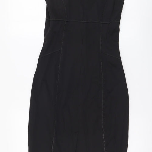 Warehouse Womens Black Polyester Tank Dress Size 8 Scoop Neck Zip
