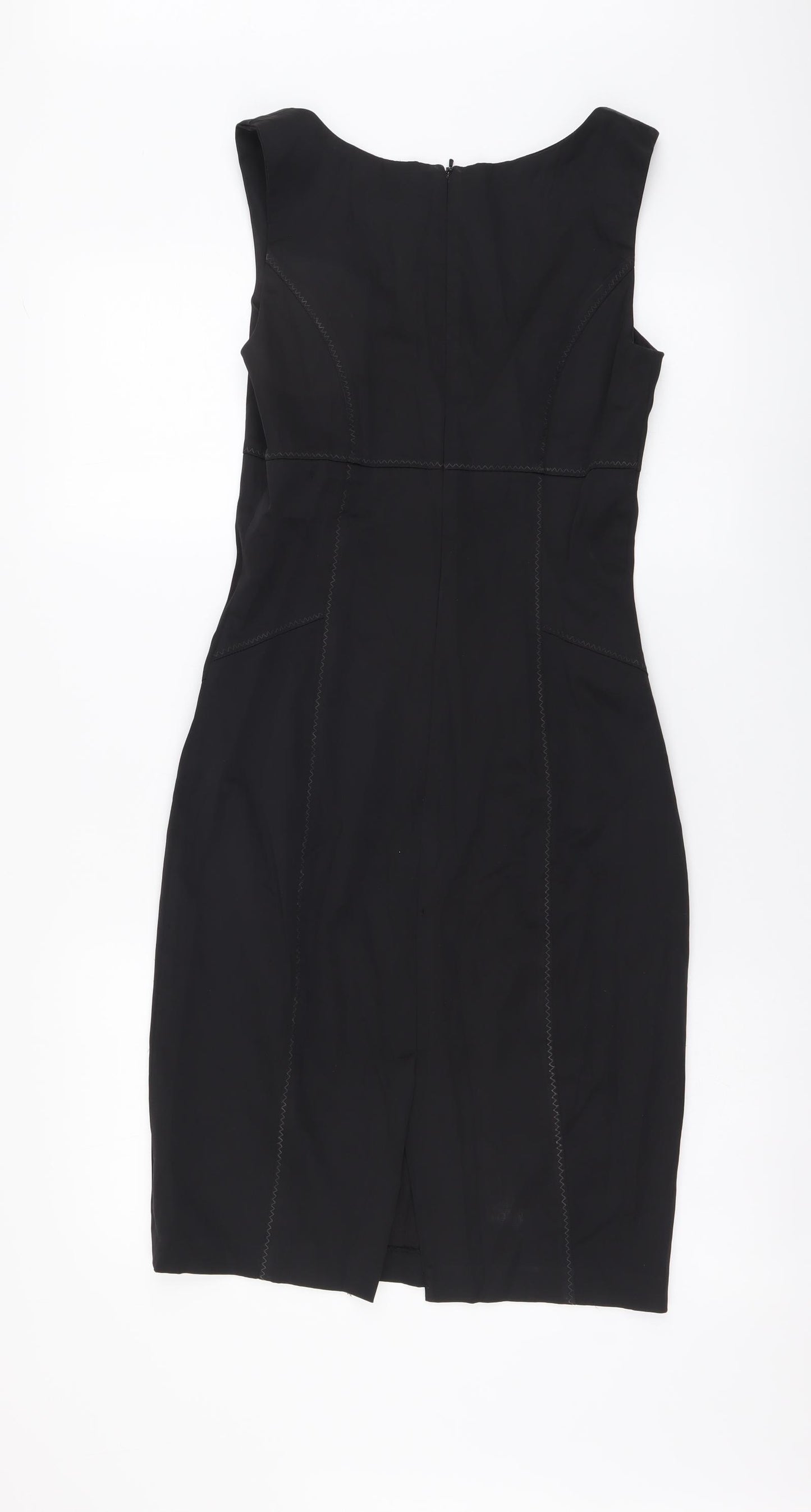Warehouse Womens Black Polyester Tank Dress Size 8 Scoop Neck Zip