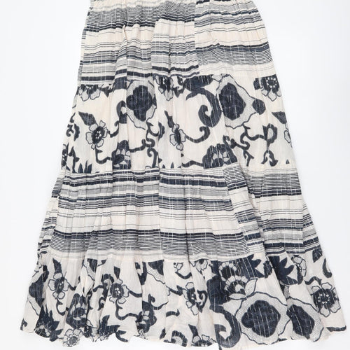 THE STOCK SHOP Womens Beige Geometric Cotton A-Line Skirt Size M Drawstring