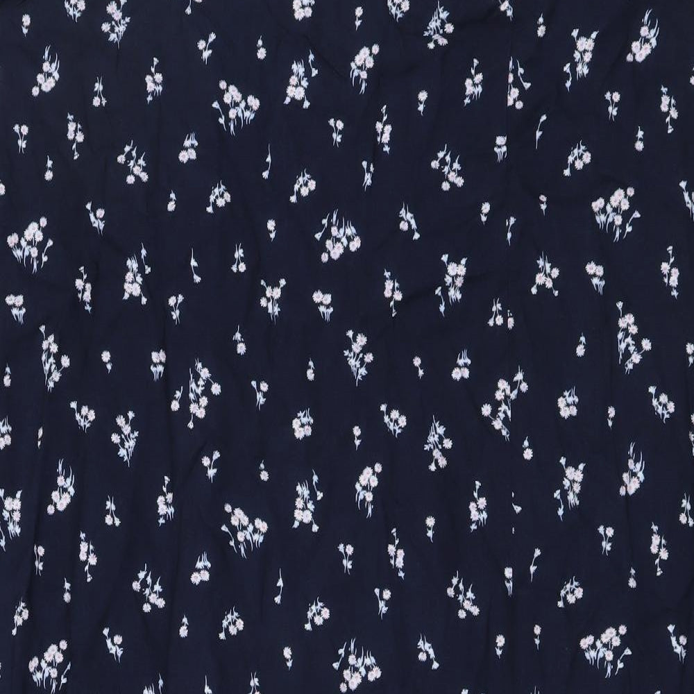 Marks and Spencer Womens Blue Floral Viscose Straight & Pencil Skirt Size 24 Drawstring